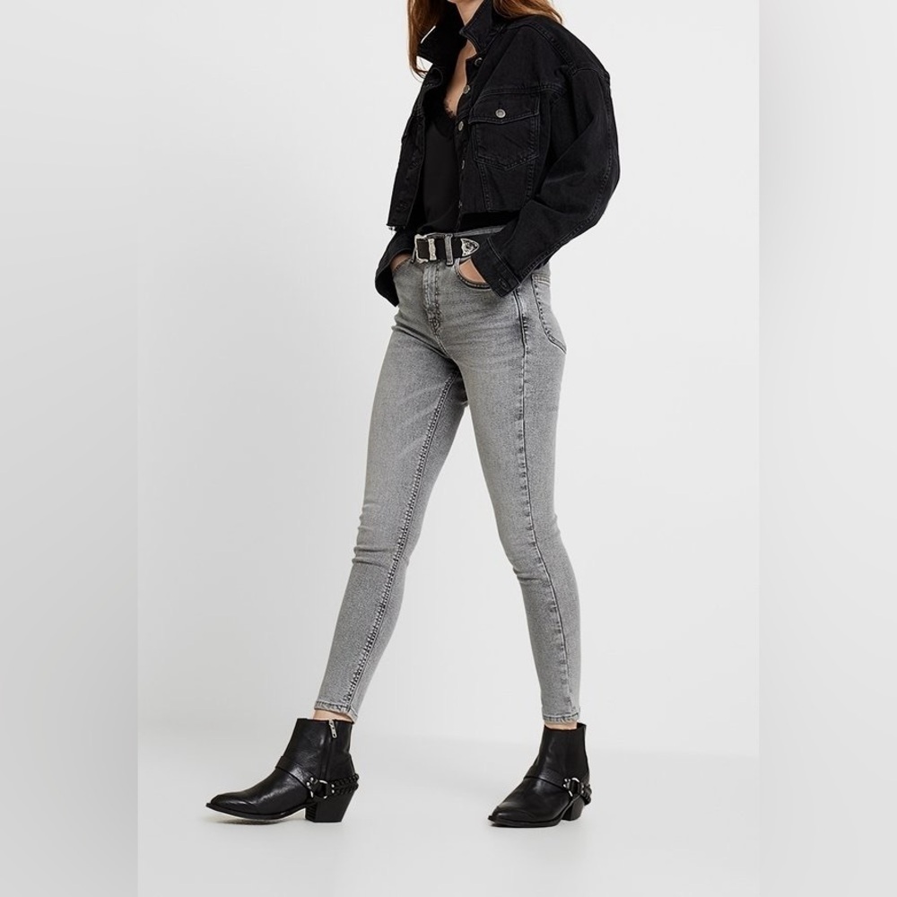Topshop Jamie Skinny Jeans High Rise Ankle Cropped  Grey Size 26